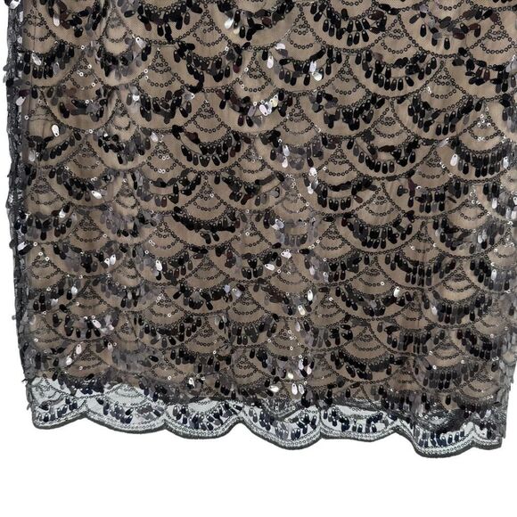 Jessica Howard Evenings Dress Size 6 Sequin Black Short Sleeve Knee Length Chic - Picture 2 of 7